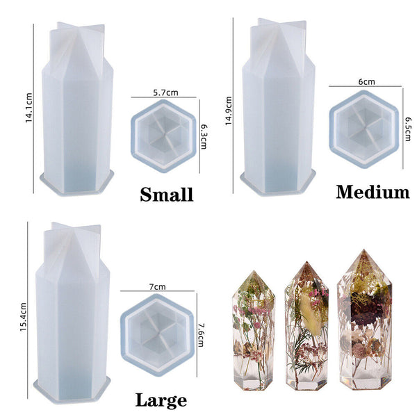 Epoxy Resin Silicone Mold DIY Crystal Flower Candle Making Mould Hexagonal Cone