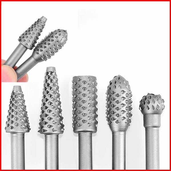 5PCs Wood Working Cutter Drill Bits Rotary Bits Rasp For Wood Grinding Carving