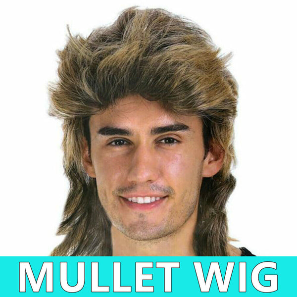 Mullet Wig Hair Costume Party Dress Up 70s 80s Aussie Bogan Rock - Golden Blonde