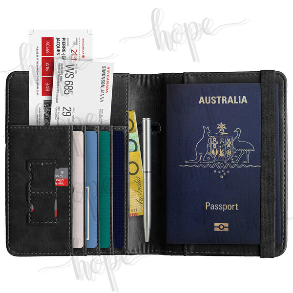 Travel Passport ID Wallet Holder Cover RFID Blocking Card Case Cover PU Leather - Lets Party