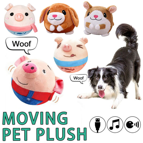 Active Moving Pet Plush Toy,Interactive Bouncing Balls Sound Electronic Dog Toy