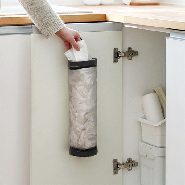 Hanging Holder Trash Mesh Storage Organizer Garbage Bags Plastic Bag Dispenser