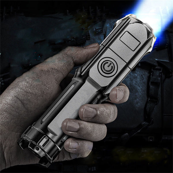 2PCS Zoomable USB Charging Flashlight Strong Flashlight Lamp Tactical Torches