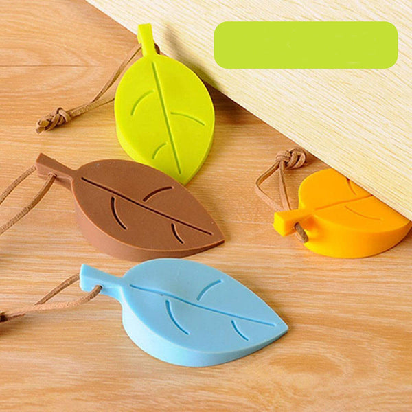 4 Pcs Silicone Rubber Door Stop Stoppers Children Anti-Folder Door Leaves Shape - Lets Party