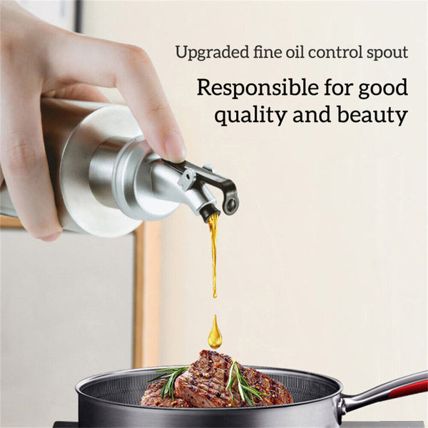300/500ml Oil Dispenser Stainless Steel Olive Vinegar Kitchen Tool Glass Bottle