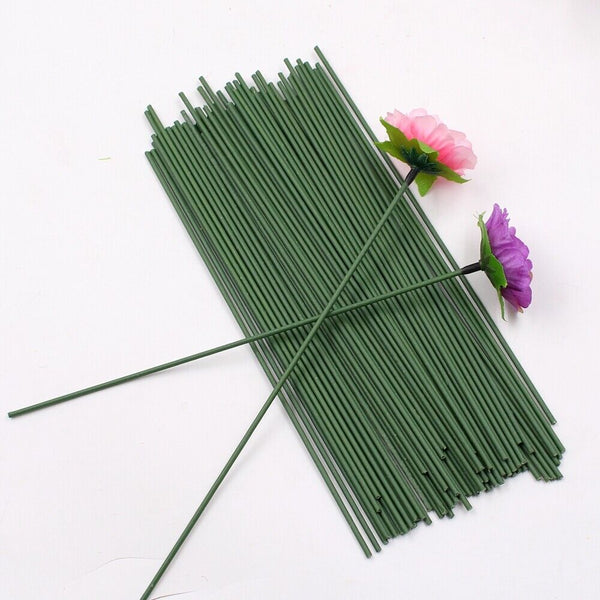 100X Green Artificial Floral Tape Iron Wire Artificial Flower Stub Stem 30cm AU