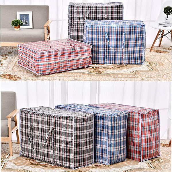 3/6/12X Stripe Bag Packing Storage Strip Shopping Travel Check House Moving Bags