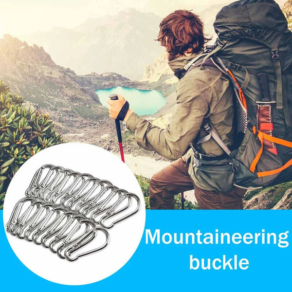 10Pcs Stainless Steel Snap Hook Carabiner Ring Screw Keychain Clip for Camping