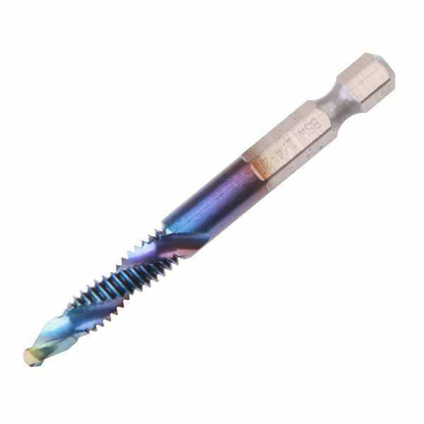 6PCS Metric Thread M3-M10 Titanium Coated Drill and Tap Bits 1/4 Hex Shank Tools