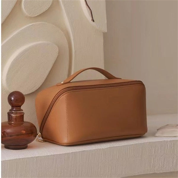 Large Capacity Travel Cosmetic Bag Makeup Brushes Slots Dividers Organizer Pouch
