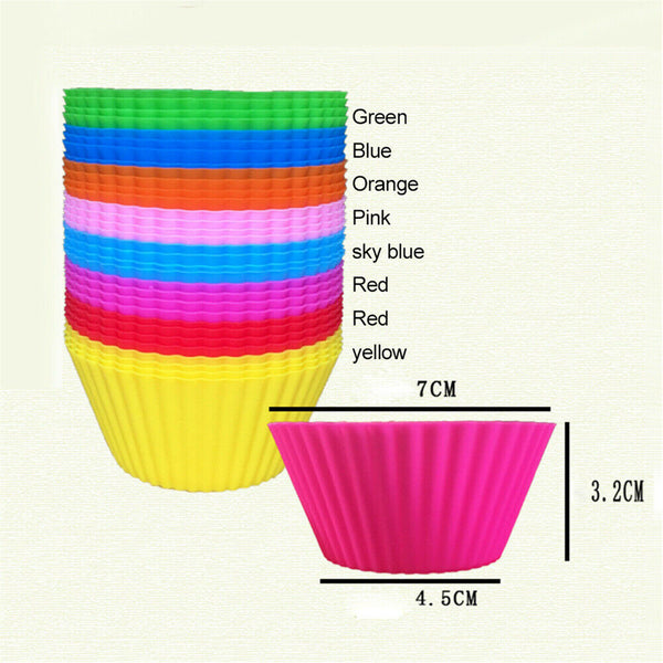 40 To 60x Round Cup Cake Silicone Baking Mould Cupcake Case DIY Bake Mold Muffin