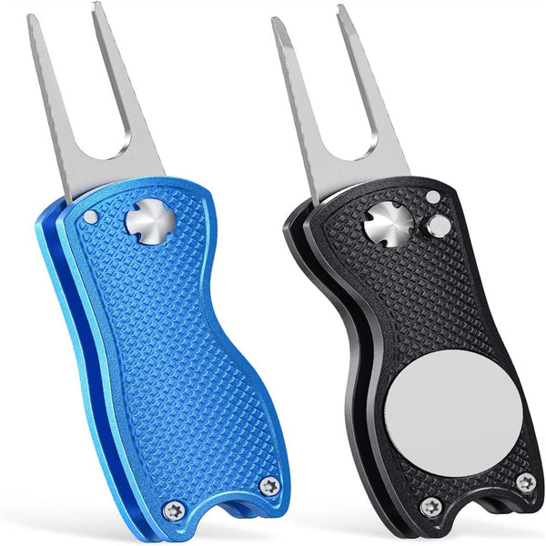 UP 10X Foldable Golf Ball Marker Repairer Pitch Magnetic Mark Divot Repair Tools