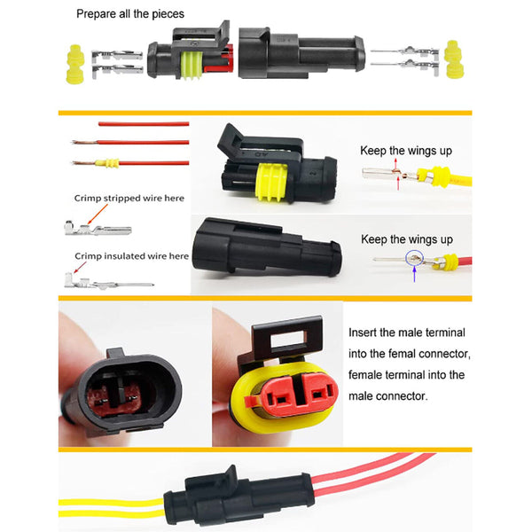 10 Set 1/2/3 Pin Waterproof Car Electrical Wire Sealed Connector Plug Cable 12V