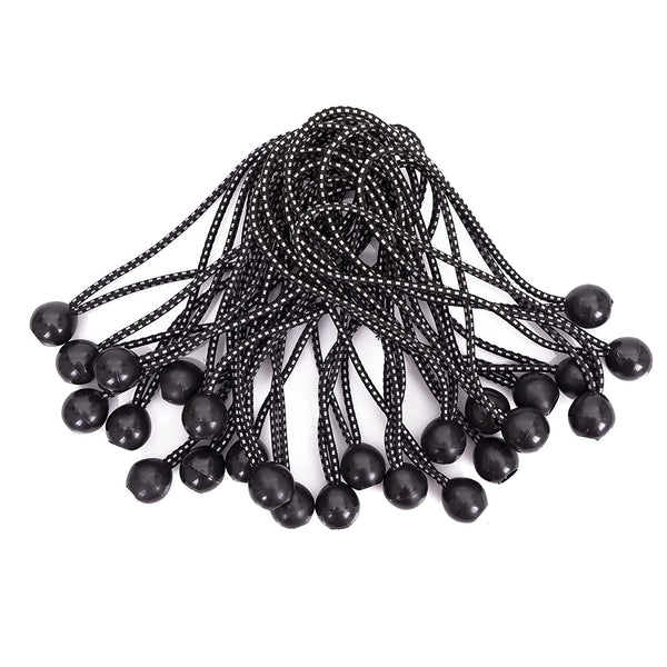 20-200X 18cm Elastic Ball Bungee Loop Cord Wire Fix Ties Strap Canopy Tent Black