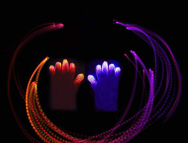 LED Gloves Flashing Sequins Sparkly 6Modes Finger Lighting Light Up White Party