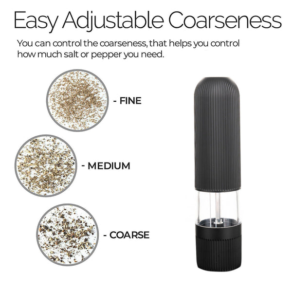 Electric Salt Pepper Mill Grinder Battery Powered LED Light Adjustable