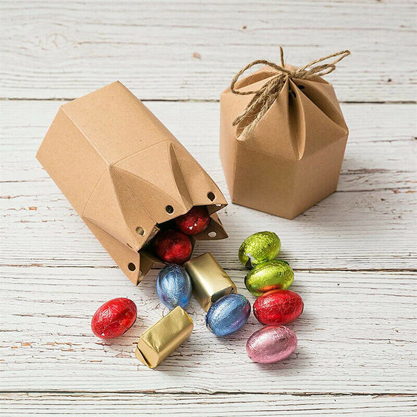 50Pcs Xmas Candy Gift Box Bag Pillow Favor Kraft Paper Gift Favour Wedding Party