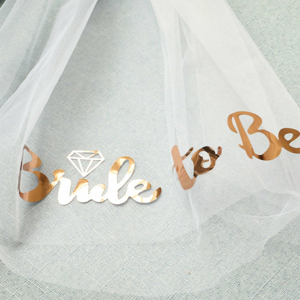 Bride To Be Veil Two-tier Hens Night Bachelorette Party Bridal Gloves Rose Gold