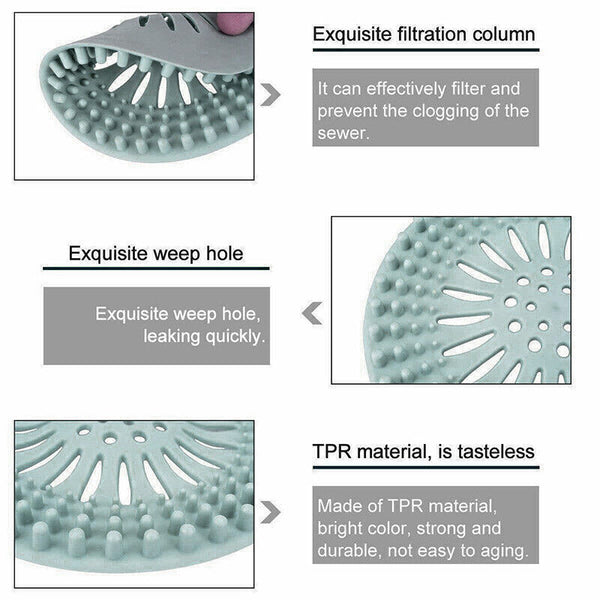 Silicone Drain Cover Sink Catcher Hair Stopper Plug for Bathroom Floor Laundry