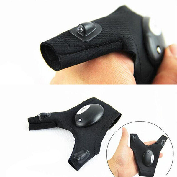2x Rescue Night LED Light Fishing Finger Glove Outdoor Gear Beam Flashing Gloves