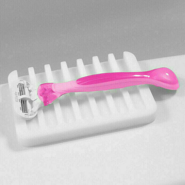 1/2 Silicone Soap Dish Storage Holder Soapbox Plate Tray Drain Box Tool Bathroom - Lets Party