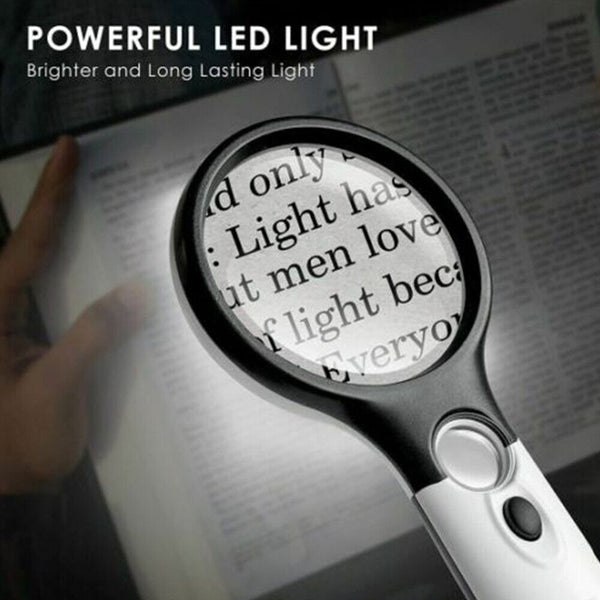 45X Handheld Magnifier Reading Magnifying Glass Jewelry Loupe With 3 LED Light - Lets Party