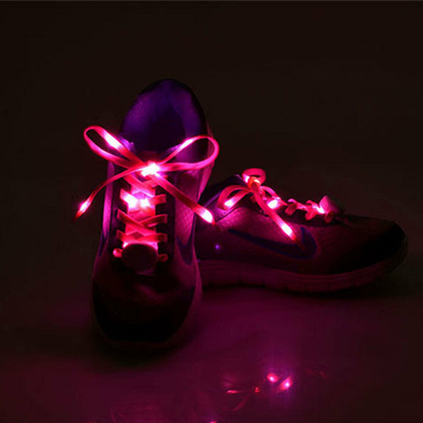 LED Flash Luminous Shoe Laces Shoelaces Platube Multi 5 Colour Light Up Glow Part - Lets Party