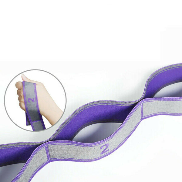 9 Segment Yoga Stretch Strap Training Belt Leg Body Fitness Exercise Gym Elastic - Lets Party