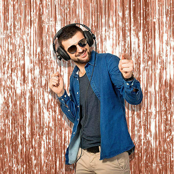 Rose Gold Foil | Metallic Tinsel Curtain | Foil Backdrop | Wedding Birthday Decor