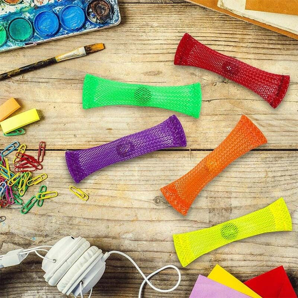 4pcs Fidget Toy Sensory Braided Mesh Marble Tube Portable Friendly Kids Party Favors - Lets Party
