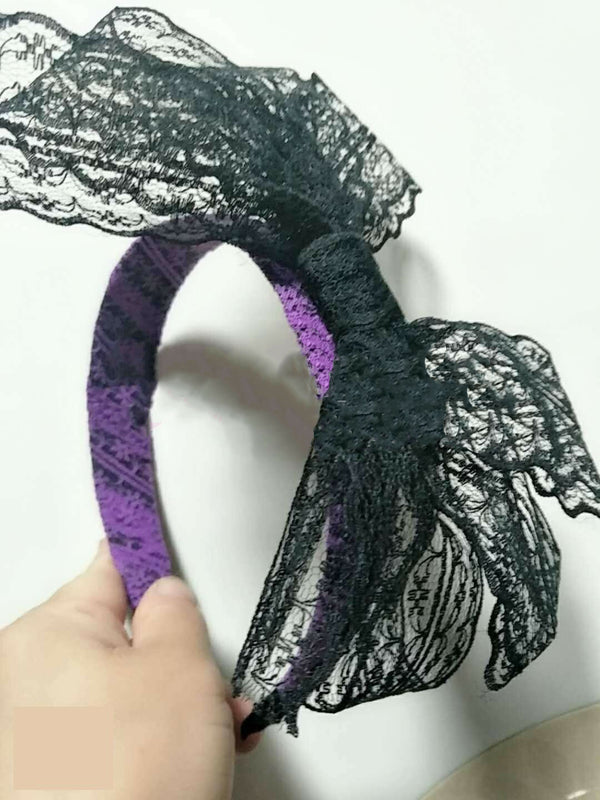 Ladies 80s Neon 1980s Retro Headband with Bow Blue Pink Purple Green Headbands - Lets Party