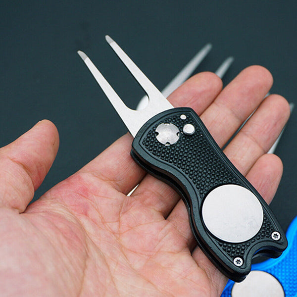 Steel Divot Repair Tool Cleaner Pitch Putting Golf Groove Pitchfork Ball Fork