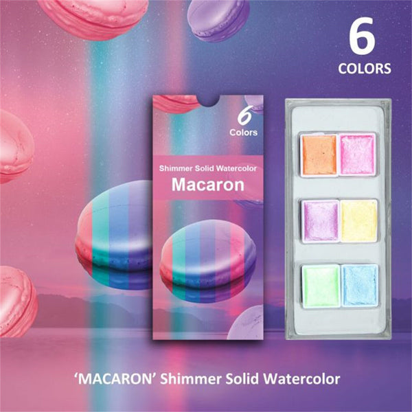6X Handmade Metallic Solid Watercolour Paints Glitter Shimmer Painting Art Decor