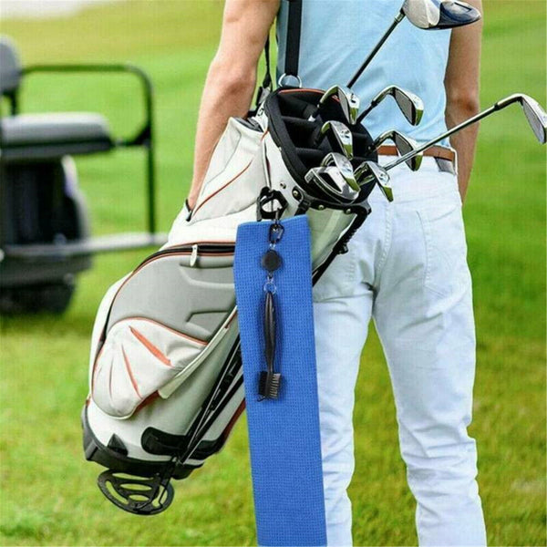 Sports Golf Towel Waffle Pattern Cotton With Carabiner Cleaning Towels Black AU