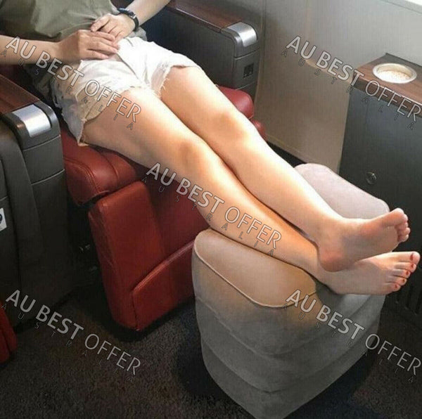 Travel Air Pillow Foot Rest Inflatable Cushion XL 3 Layers Car Leg Footrest AU - Lets Party