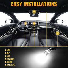 10 Pcs T10 COB LED Car Wedge Tail Side Parking Light Globe Bulbs 3500K 12V White