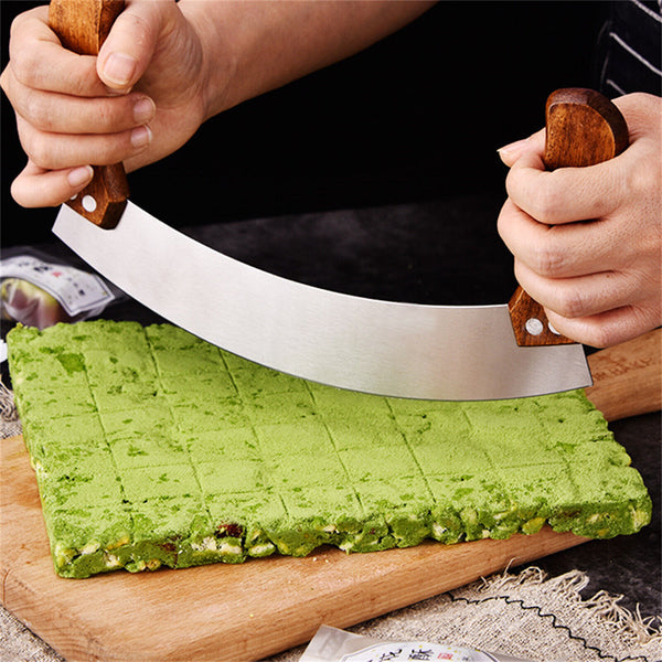 Kitchen Pizza Cutter Rocker Blade Slicer Herb Chopper Vegetable Baking Tool