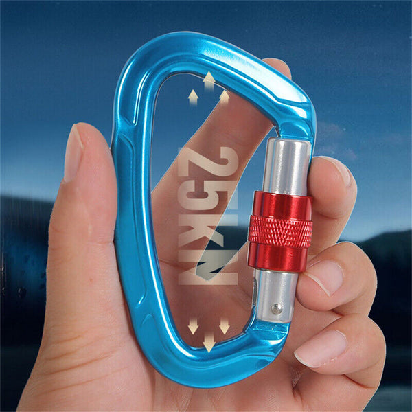 25KN Screwgate Locking Rock Climbing Carabiner Clip Aluminum D Ring Hook Buckle