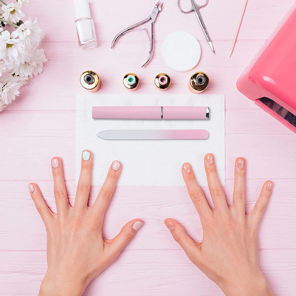 1/2PCS Professional Glass Nail File With Case Crystal Nail File Women Manicure