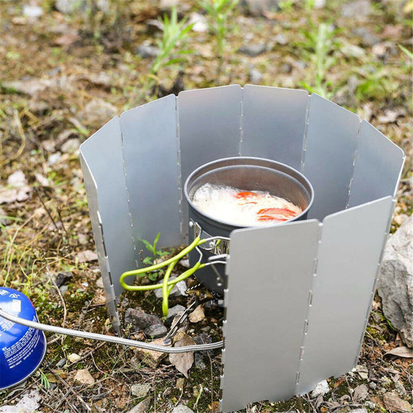 Aluminum Alloy Camping BBQ Cooker Stove Wind Shield Screen Foldable AU 30Plates