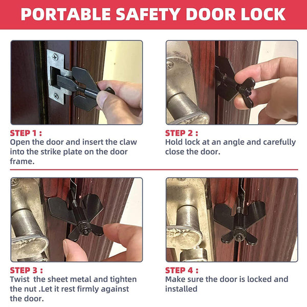Portable Door Lock Security Safety Travel Hotel Home Addalock Safe-Lock New
