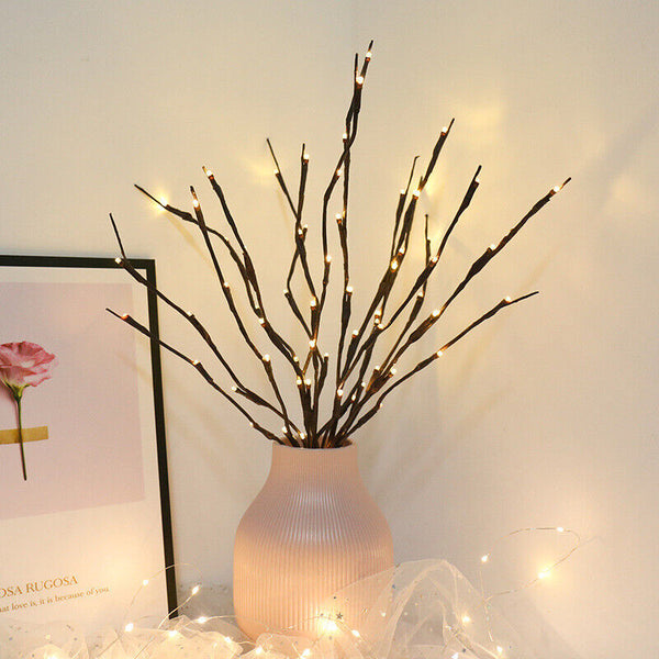 20 LED Twig Branch Fairy Light Flowers Tree Willow Night Lamp Home Xmas Decor AU