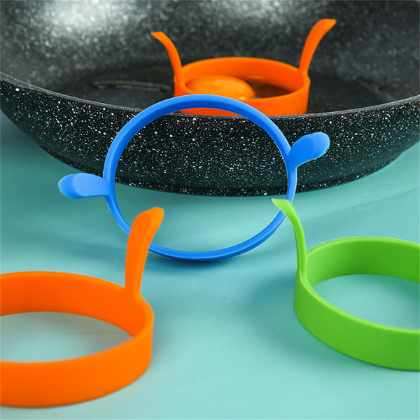 4/8X Silicone Egg Rings Tools Kitchen Fried egg Pancake Handles Non Stick Baking - Lets Party