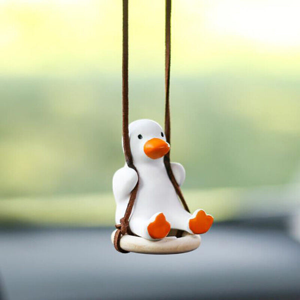 Car Pendant Cute Anime Little Duck Swing Auto Rearview Mirror Hanging Ornament