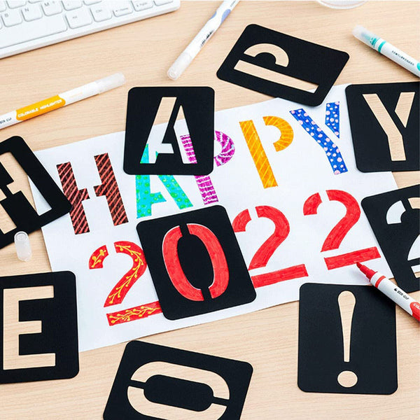 42pcs Copying Stencils Spray Painting Template Letter Number Symbols Templates