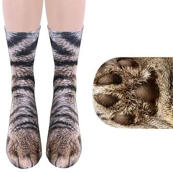 NEW 3D Print Cat Animal Paws Crew Socks-Novelty Funny Gift for Kids Men Women AU