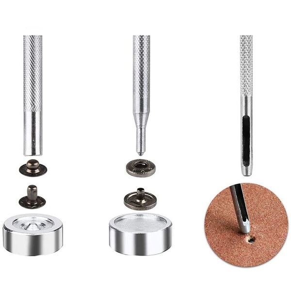 325Pcs Metal Snap Fasteners Kit Press Studs Buttons Tool Women Men Craft Leather