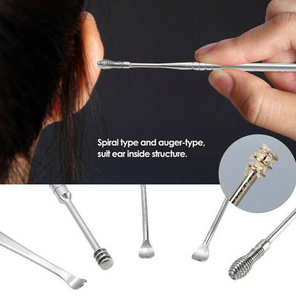 7X Stainless Steel Ear Wax Remover Cleaner Ear Wax Removal Kit Ear pick Curette - Lets Party