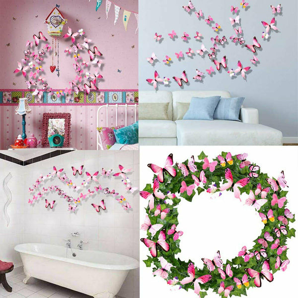 12PCS 3D 3D DIY Wall Decal Stickers Butterfly Home Room Art Decor Decorations AU