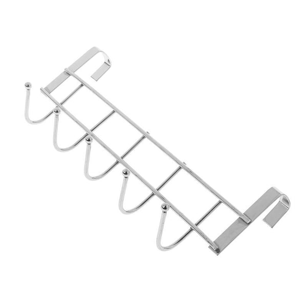 4x 5Hooks Clothes Storage Over Door Hanger Towel Hanging Rack No-Punching Holder